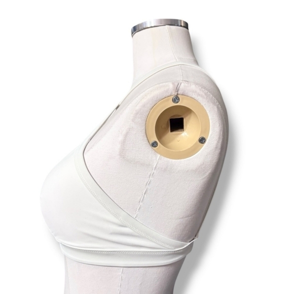 AERIE WHITE Crossed Straps Bikini Top Size Medium - Picture 5 of 7